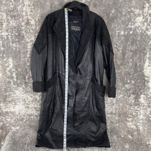 Traditional Trends Petites Sz PM Moto Leather Floral Snap Jacket Trench Coat - Picture 3 of 10